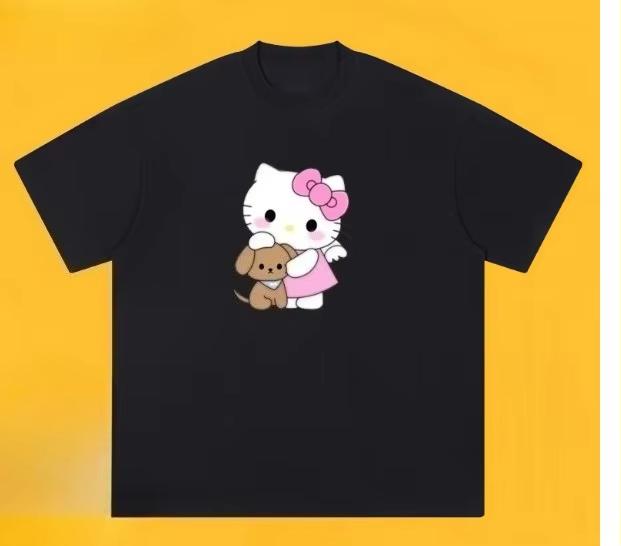 2026 New Hello Kitty Harajuku Cute Children  Daily Outdoor Sports Party Womens summer loose and fashionable style