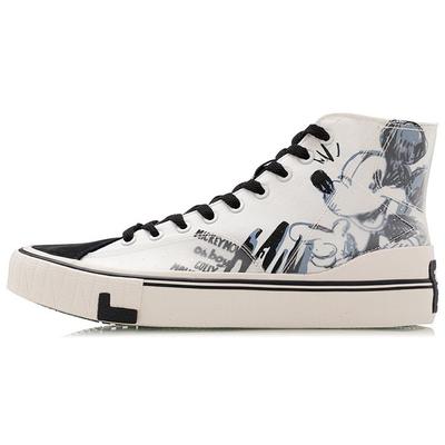 Disney X Li Ning нескользящие износостойкие высокие парусиновые туфли женские кроссовки черные коричневые белые AGCQ324-1