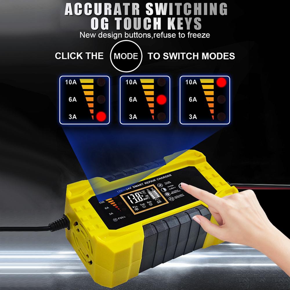 Цифровой ЖК-дисплей с вилкой европейского стандарта и США, универсальное входное автомобильное зарядное устройство 110 В/220 В для влажной и сухой свинцово-гелевой батареи 12 В 10 А 24 В 5 А импульсный ремонт