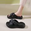 CRLAYDK Slides for Women Platform Comfortable Slip On Wedge Open Toe Soft Leather Slippers Summer Casual Walking Beach Shoes