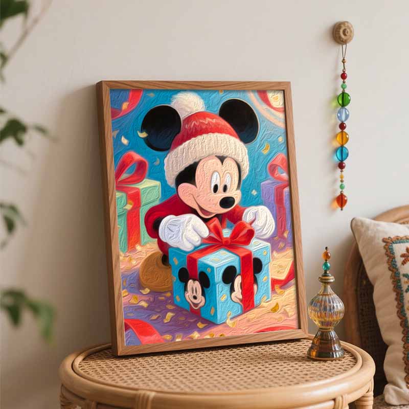 Disney digital oil painting Mickey Mouse Christmas gift hand painting home decoration painting