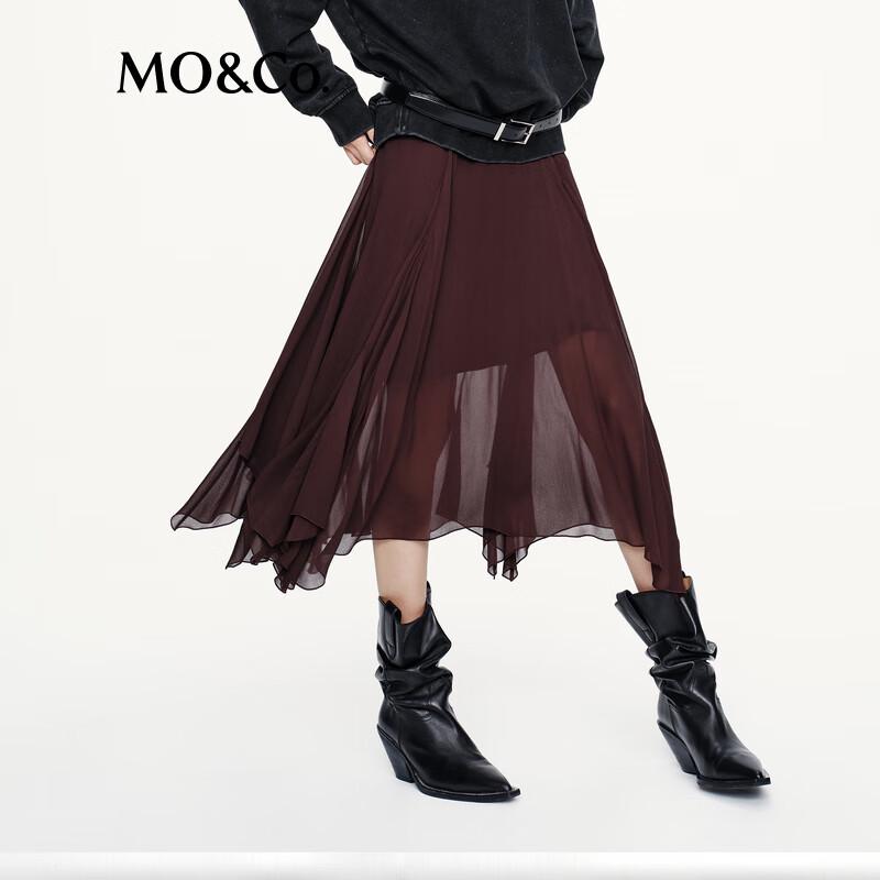 MO&Co. 2025 Autumn High-Waist A-Line Chiffon Skirt