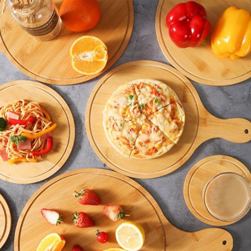 Деревянная круглая доска для пиццы с ручкой Противень для выпечки пиццы Каменная разделочная доска для пиццы Поднос для пиццы Инструменты для выпечки торта