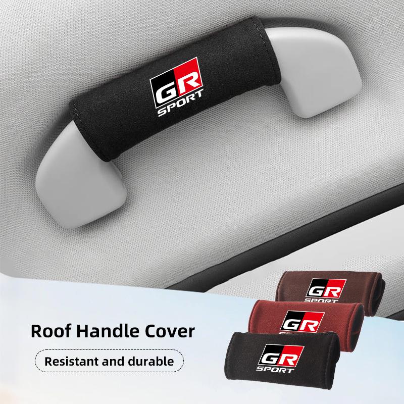 Car Interior Roof Handle Cover Suede Roof Grab Handle Grip For Toyota GR Sport Corolla Yaris Camry Prius RAV4 CHR Accessories
