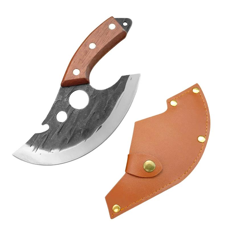 Кухонный нож из нержавеющей стали, кованый нож, многофункциональный мясницкий нож, обвалочный нож с открывашкой для бутылок, карманный нож с чехлом