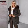 2024 New Winter Jacket Hooded Faux Fur Collar Ladies Parka Solid Color Women's Cotton Clothes 622-1