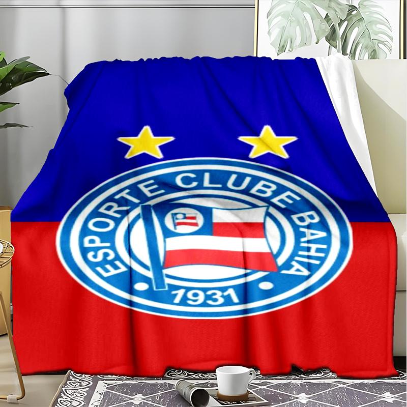 1PC Esporte Clube Bahia Sports Club Emblem Printed Soft Flannel Blanket Throw for Adult Bedroom Living Room Sofa Camping Fan gifts Christmas Gifts