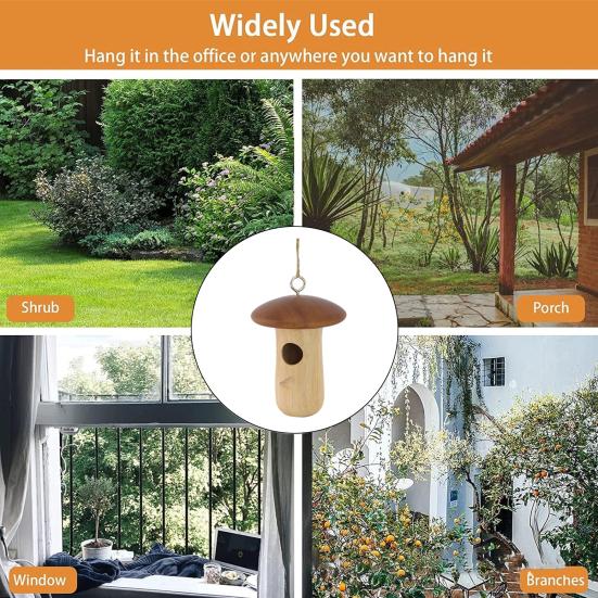 Домик для колибри, натуральный деревянный домик для гнездования колибри, изготовленный вручную, подвесной домик для птиц