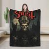 Винтажное одеяло из фланели с логотипом группы Ghost, мягкое и прочное, плед для гостиной, путешествий, эстетичное покрывало для кровати, дивана
