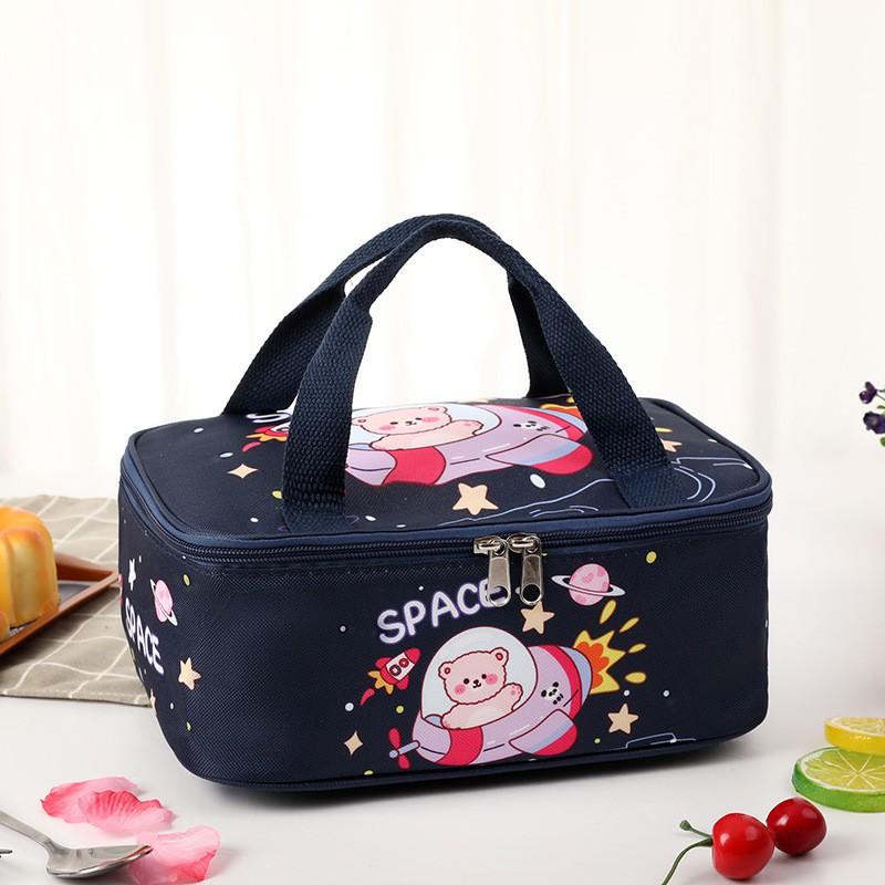 Cartoon Insulated Lunch Bag Reusable Food Carrier Kids Students Office Meal Storage Aluminum Foil Thermal Tote