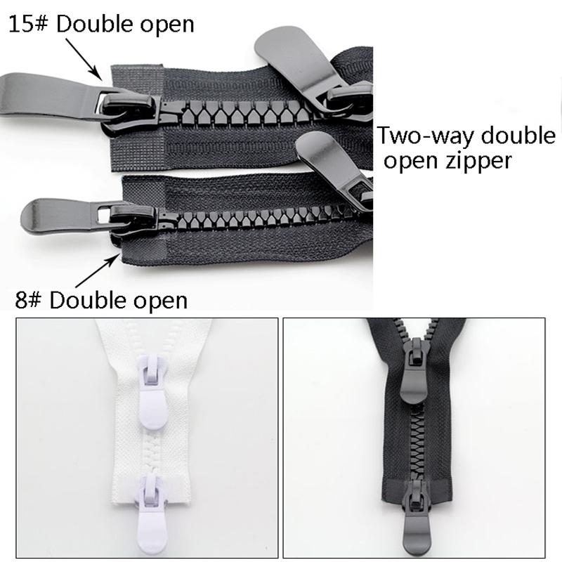 1 шт. пуховик, пальто длиной 70-100 см, длинная молния, двойные слайдеры, одинарный слайдер, открытый конец, 8 #15 #, смоляные молнии