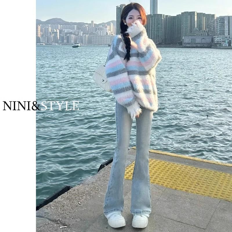 High-Waisted Light Blue Flared Jeans for Tall Women - Summer 2025 Slim-Fit Bell-Bottoms