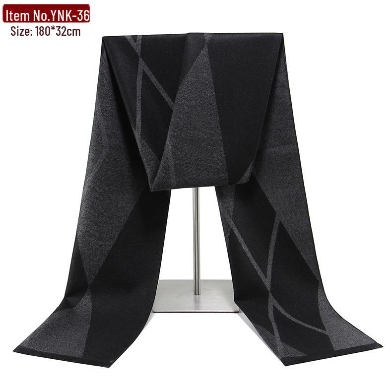 2025 Мужской зимний теплый клетчатый шарф - европейский и американский стиль, имитация кашемира, жаккардовый дизайн