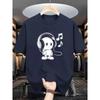 Summer Men's 100% Cotton Casual Loose Fit Plus Size Music Themed Printed Comfortable Sports Round Neck Short Sleeved T-shirt Top