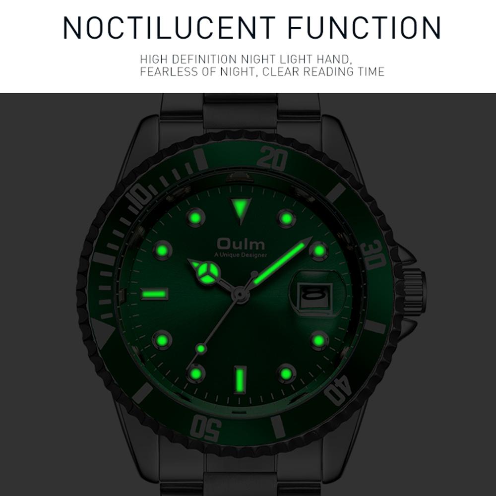 Oulm Часы мужские кварцевые Water Ghost Luminous Calendar Steel Band Watch Casual Sports Business Watch