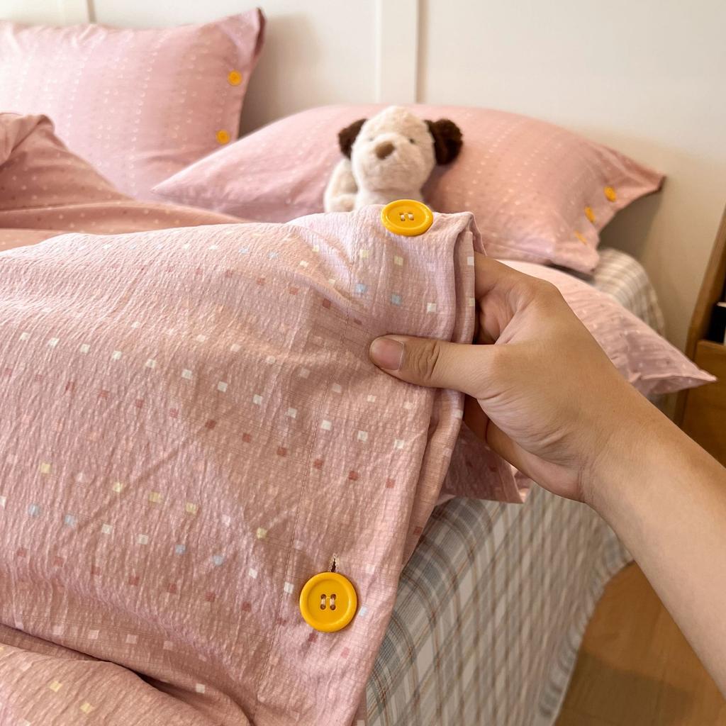 Japanese Button Cotton Double Yarn Cotton Cloth, Bed Quilt Cover, Quilt Cover, Student Dormitory