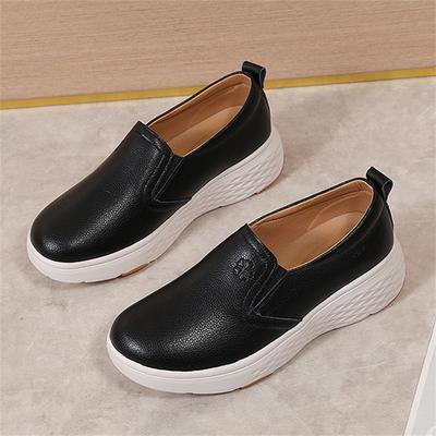 Женские плоские кроссовки Новые удобные легкие Толстая подошва Дышащие Натуральная кожа Женская обувь Слипоны Прочные Осенний тренд Повседневные балетки