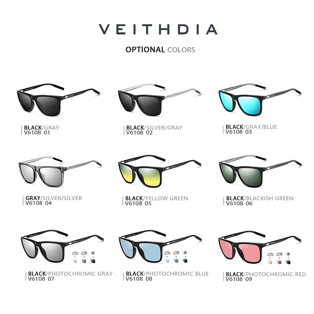 Брендовые солнцезащитные очки VEITHDIA, унисекс, ретро, ​​алюминий + TR90, солнцезащитные очки с поляризационными линзами, винтажные очки, солнцезащитные очки для мужчин/женщин 6108