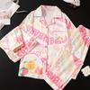 Girls Ice Silk 3-Piece Pajama Set Short Sleeve Sleepwear Kids 8 Years Cartoon Print Lightweight Air-Conditioning Suit