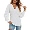 V-Neck Splicing Loose Solid Colour Long Sleeve Top