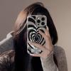 Морозный черный узор любви Подходит для чехла для телефона iPhone 15 16promax Apple 14 Лазерное серебро 12 Милый и крутой