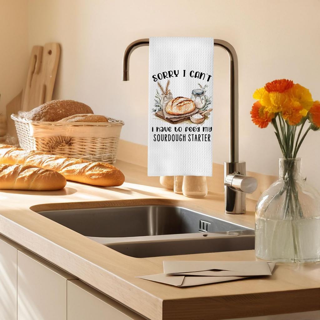 Funny Sourdough Baking Kitchen Dish Towels, Sourdough Gifts for Women Bakers, Gifts for Baking Lovers, Tea Towels for Baking, 16x24 Inch
