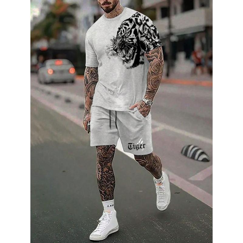 Мужские 3D-печатные спортивные костюмы, комплекты, летняя модная одежда, футболки, шорты, костюмы, спортивная одежда для мужчин, повседневная уличная одежда, свободные наряды
