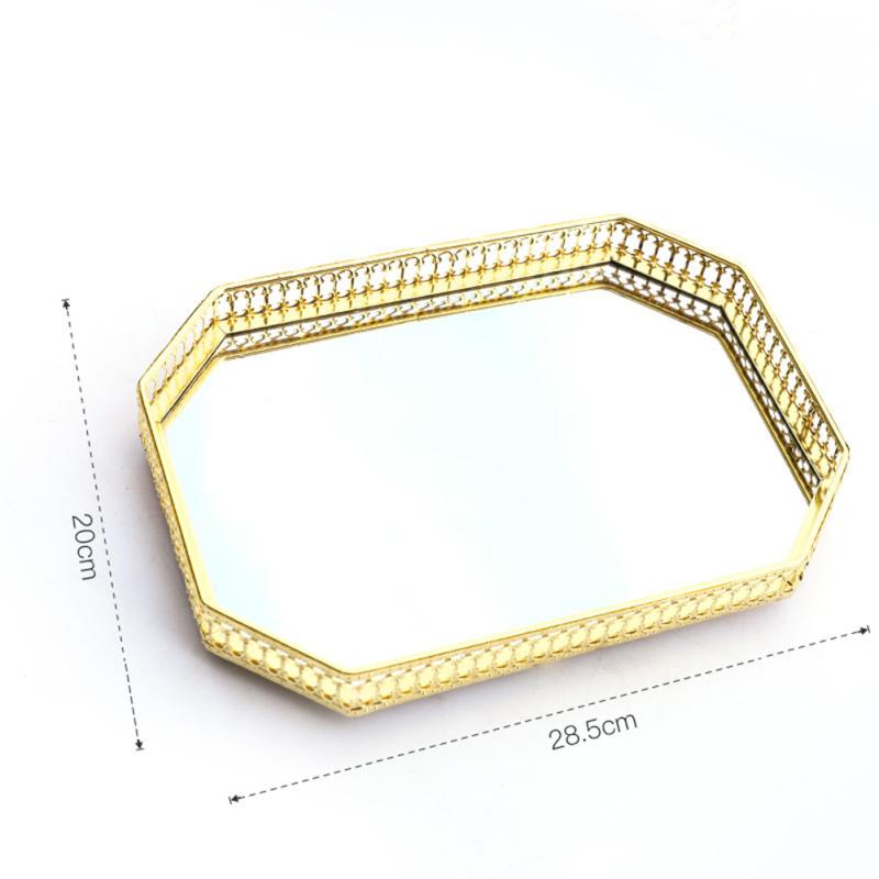 Поднос для хранения в скандинавском роскошном стиле, прямоугольный стеклянный зеркальный поднос для гостиной, бытовой металлический
