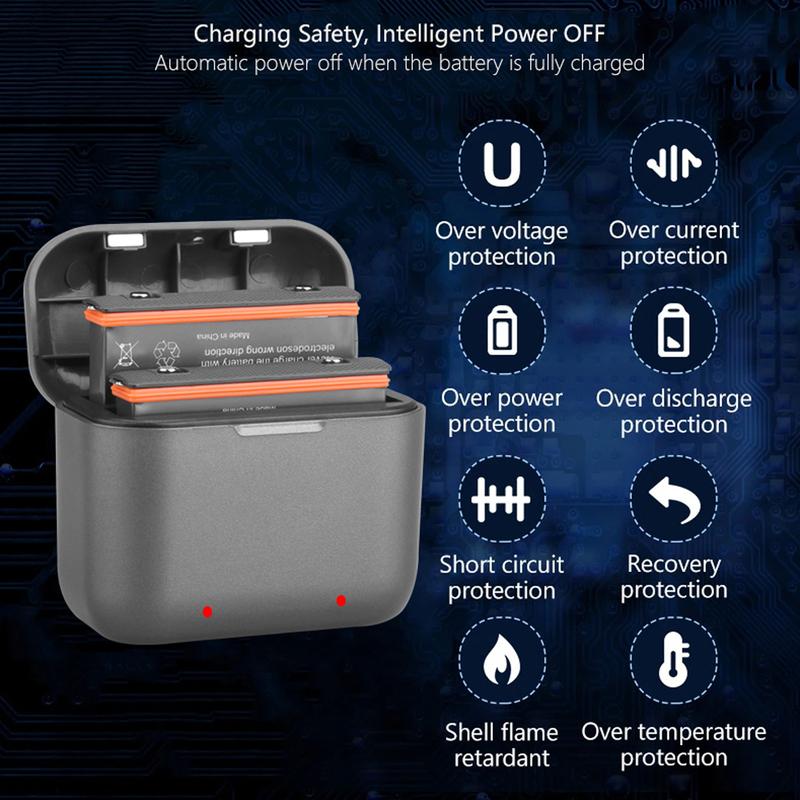 2 Card Slot Type-C Battery Charging Box for Insta 360 X3 Battery for Insta360 One X3 Portable Charge Accessories