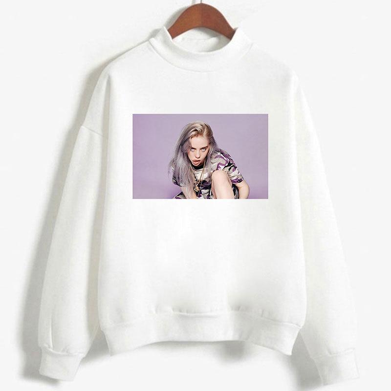 Женская толстовка Billie Eilish с капюшоном, однотонная, с длинным рукавом, свободная водолазка с капюшоном и надписью