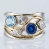 Exquisite Inlaid White Blue CZ Women's Ring Trendy Two Color Geometry Daily Wear Party Jewelry Anniversary Gift