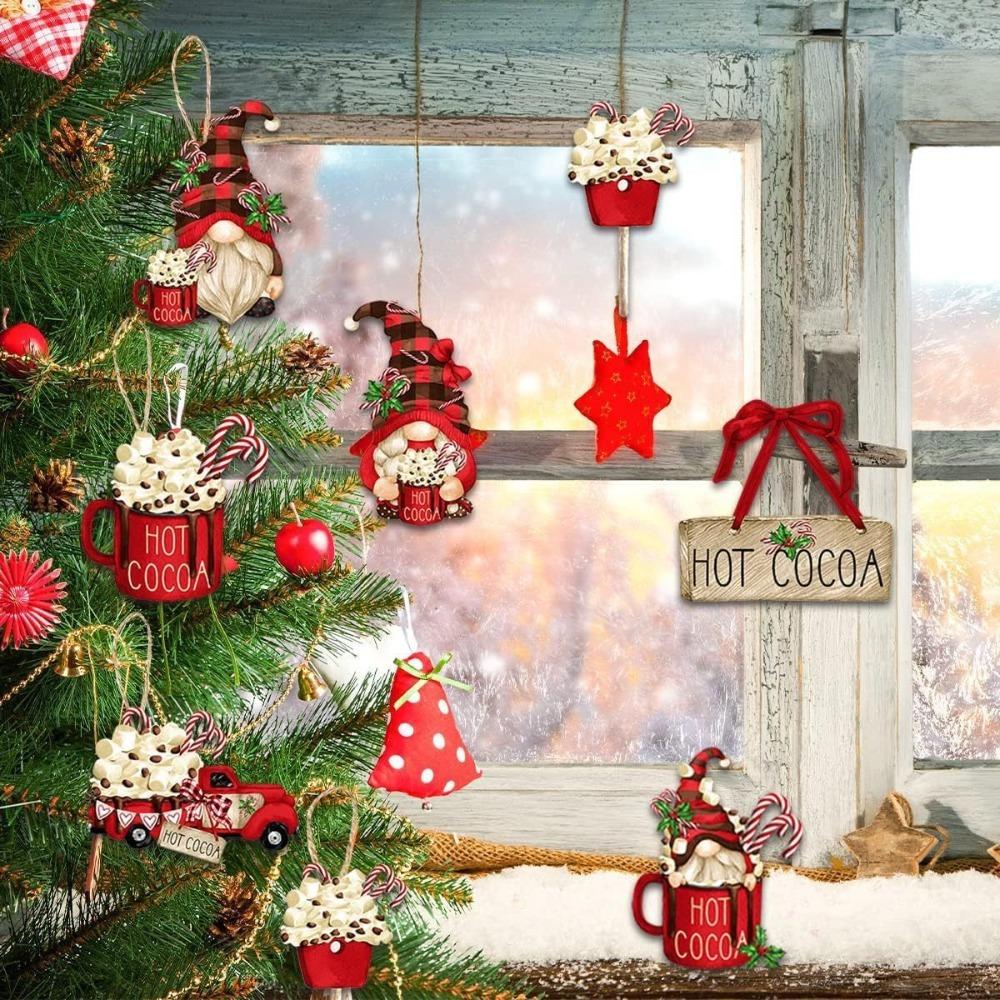 16/24/32pcs Christmas Wooden Gnome Pendant Santa Claus DIY Christmas Hanging Ornament Cute Dwarf Gift Xmas Tree Decorations