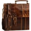 16 Inch Medium Buffalo Leather Briefcase Messenger Bag, Business Office Laptop Satchel Shoulder Bags For Men and Women