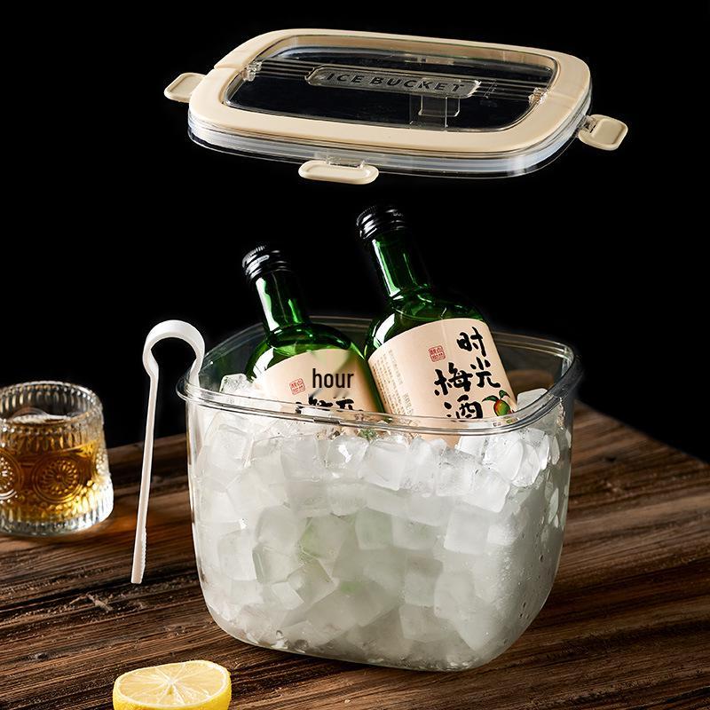 Large Transparent Outdoor Camping Ice Bucket with Tray