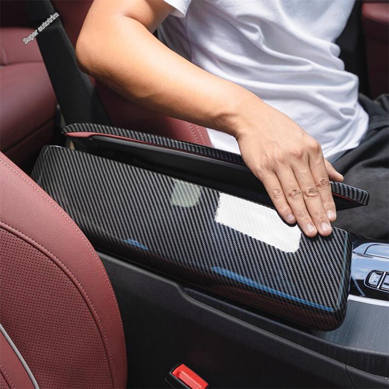 Central Control Armrest Box Panel Decoration Cover Trim For BMW 5 Series G30 530I 2017 - Carbon Fiber Interior Accessories