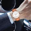 Simple Fashion Casual Business Watch Japanese Quartz Movement 40mm Dial Genuine Leather Band Unisex Band Rose Gold Case White Men's Ultra-thin 6.5MM