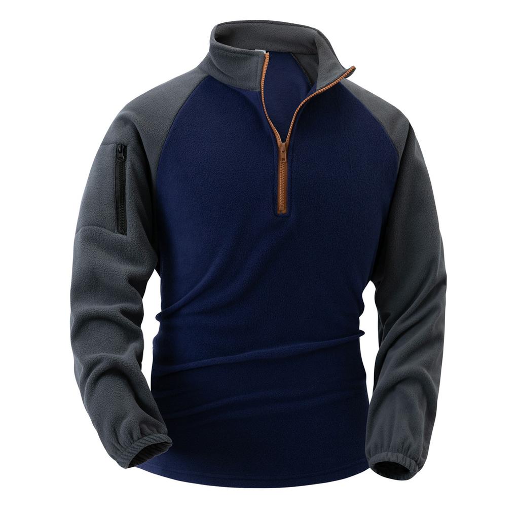 Men's Stand Collar Half Zipper Long Sleeve Arm Zipper Sweatshirt Pullover For Menswear