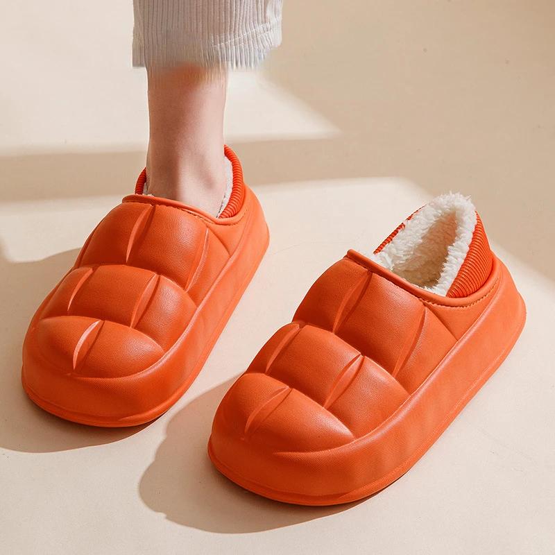 Тапочки с закрытым каблуком, мужские зимние домашние пары, утолщенные водонепроницаемые нескользящие плюшевые хлопковые туфли, внешняя одежда 2024