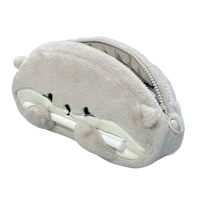 Cute Cartoon Little Otter Penguin Plush Pen Bag Large Capacity Kawaii Pencil Case Stationery School Supplies Stationery Bag