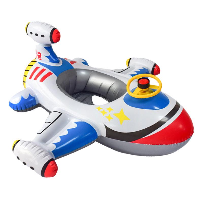 Summer Cartoon Airplane Baby Swim Ring with Handle - Anti-Rollover Design