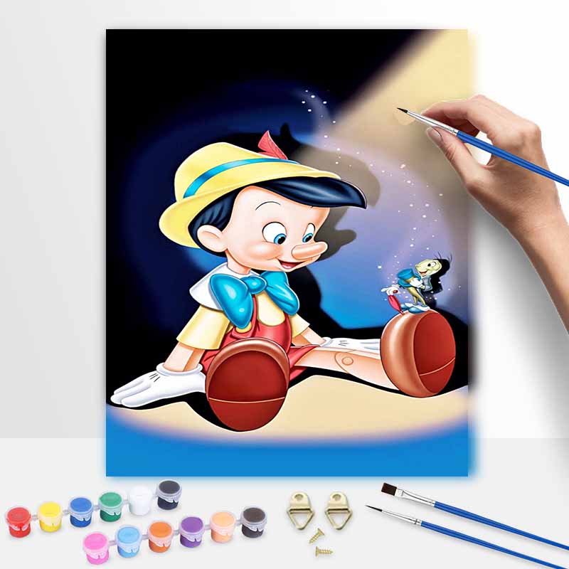 Disney oil painting painting art Pinocchio Jiminy Cricket handmade diy painting home decoration gift