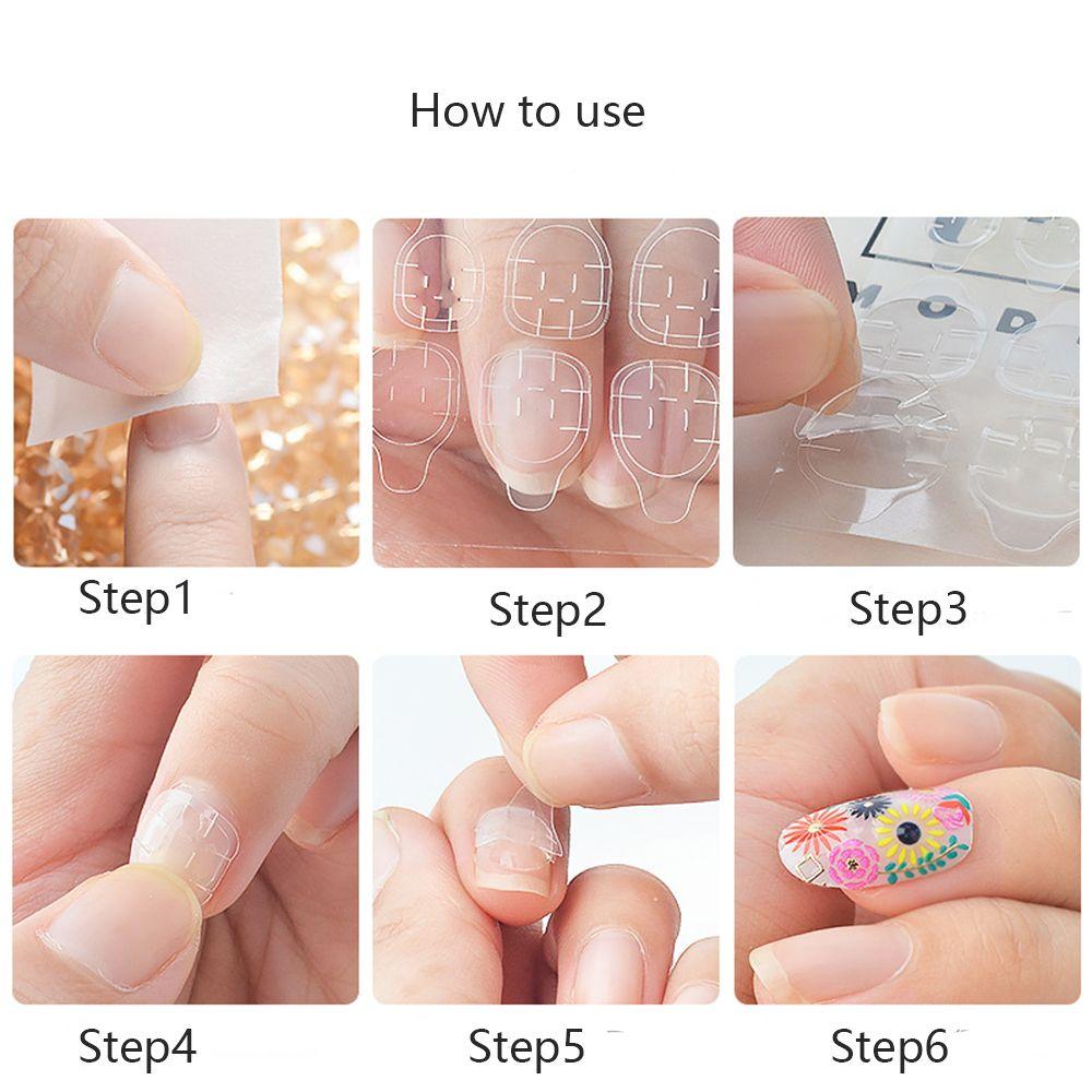 Transparent False Nail DIY Tips Decals Glue Sticker Nail Art Tape Self Adhesive Manicure Extension