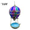 Hanging Water Bowl for Birds Stained Glass Hot Air Balloon Bird Feeder Fountain, with Fountain Easy Fill Tray, Vintage Bronze Outdoor Garden