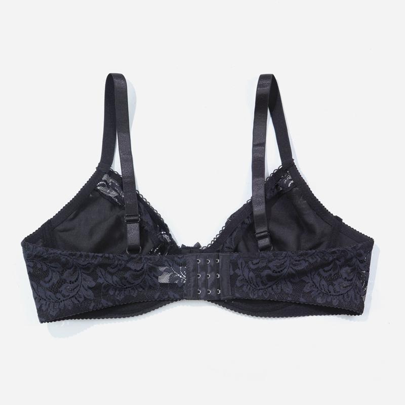 Женский бюстгальтер больших размеров, сплошной цвет, полное покрытие, тонкие дышащие однослойные чашки, сексуальные кружевные полупрозрачные бюстгальтеры на косточках, романтический стиль