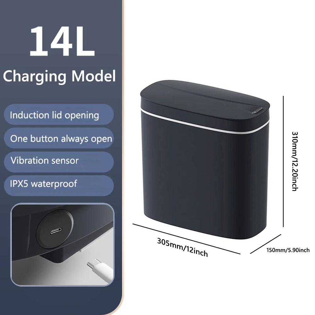 Smart Trash Can Automatic Sensor Garbage Can 14L For Bathroom Kitchen Toilet Garbage Waterproof Trash Bin Garbage Tin Smart Home