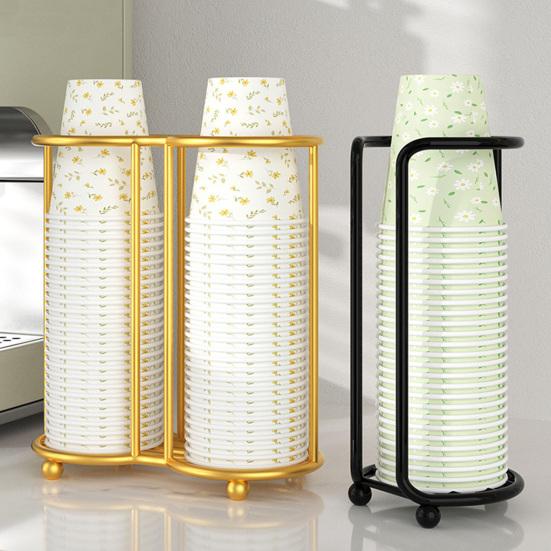 Держатель для бумажных стаканчиков для кухни, полый дизайн, 2 отделения, универсальный органайзер для одноразовых стаканчиков, стойка для хранения на офисной столешнице