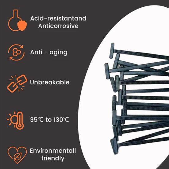 Tie Buckle Set Durable UV-Resistant Black Ties Pin Button Self-Locking Design Universal Model Cable Buckle