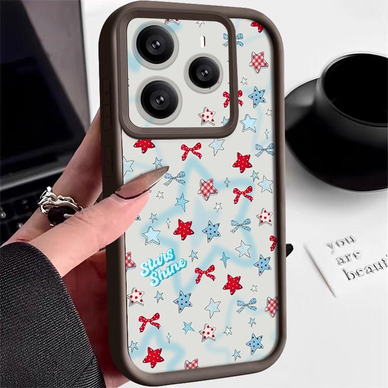 Blue Stars Bowknots Pattern Case For Xiaomi Redmi Note 14 13 Pro 5G 4G 12 11 Funda Xiaomi 14T 13T 11T Pro Shockproof Bumper Silicone Cover