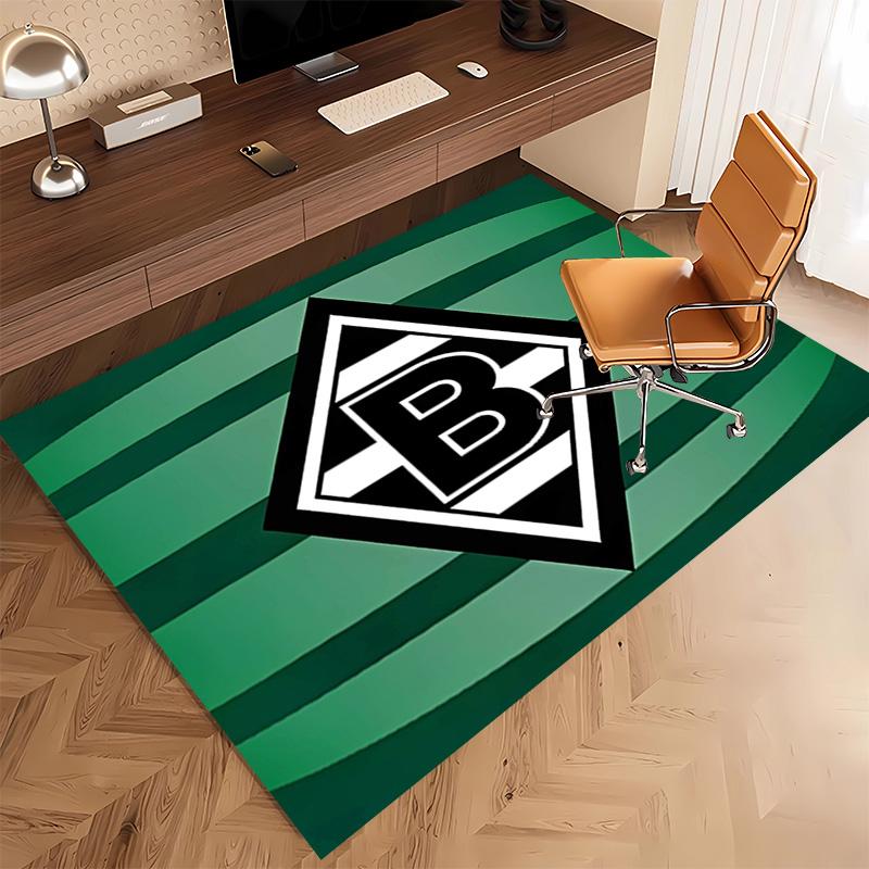 1pc Borussia Mönchengladbach LOGO Print Area Rug - Soft, Washable Non-Slip Indoor Mat, Living Room, Home Office Decorative Rug,Office Decorative