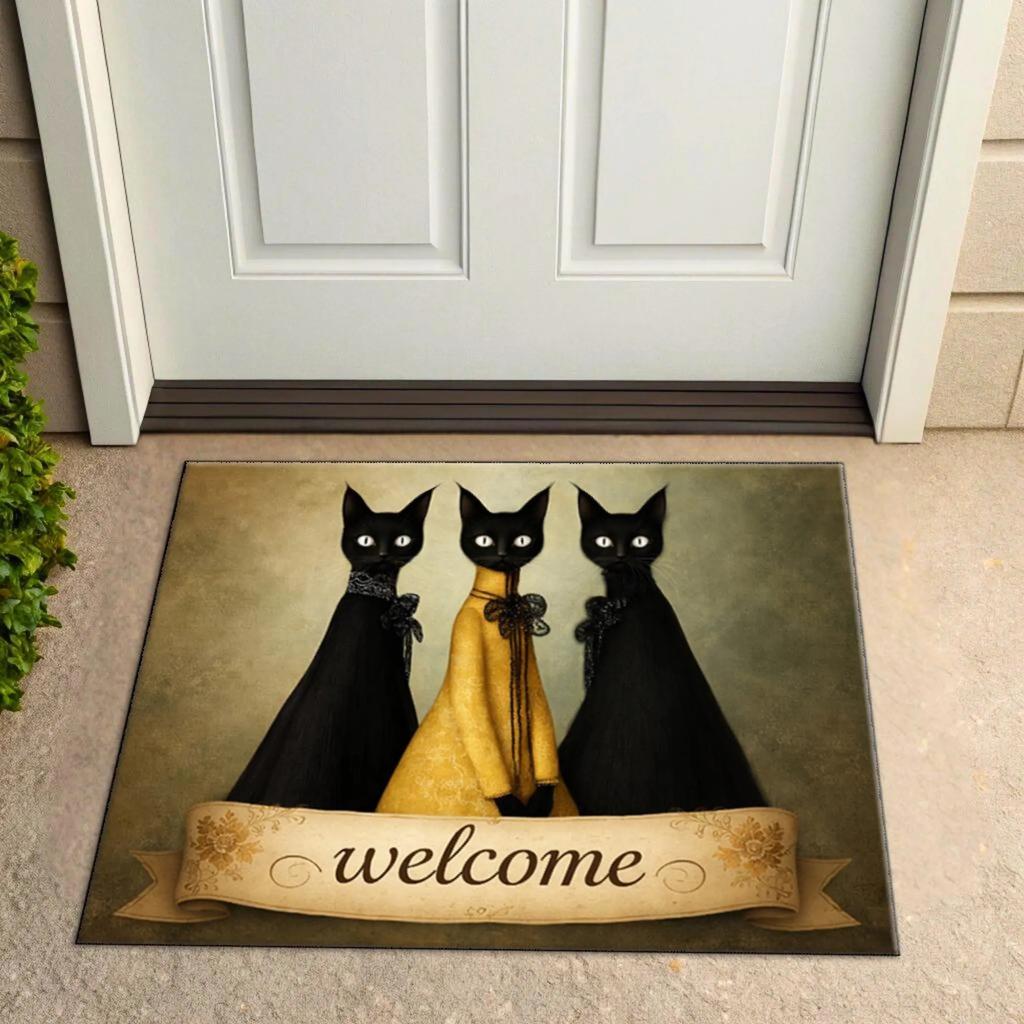 Cute Cartoon Dog Duck Welcome Doormat Non Slip Entryway Floor Rug Washable Crystal Velvet Porch Carpet